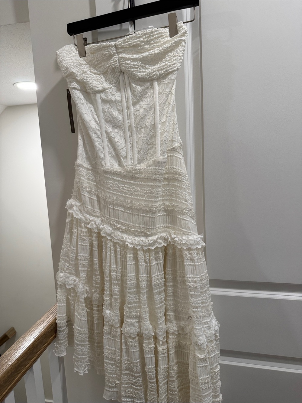 Anthropologie Mare Mare Women's Strapless Lace Maxi Dress in Ivory